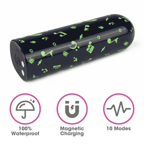 Glont Vibrator Glow in the Dark Music Massager, 10 Moduri Vibratii Puternice, ABS, USB, 8.5 cm