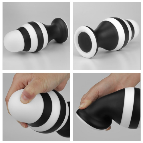 Dop Anal X-Missioner, Silicon, Negru/Alb, 17 cm