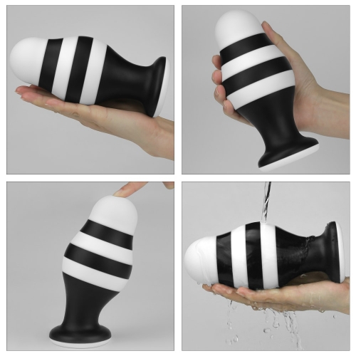 Dop Anal X-Missioner, Silicon, Negru/Alb, 17 cm