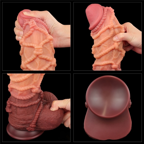 Dildo Nature Cock with Rope, Silicon Dubla Densitate, Maro, 27 cm