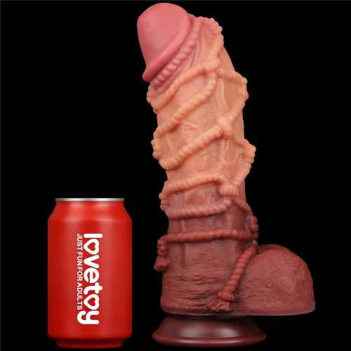 Dildo Nature Cock with Rope, Silicon Dubla Densitate, Maro, 27 cm