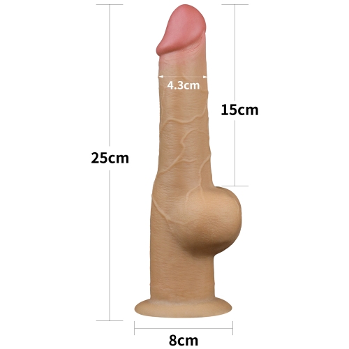Dildo Realist Dual Layered Handle Cock, Silicon Platinum, Natural, 25 cm