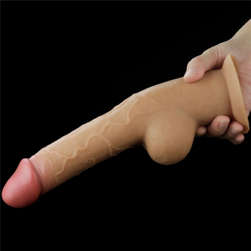 Dildo Realist Dual Layered Handle Cock, Silicon Platinum, Natural, 25 cm