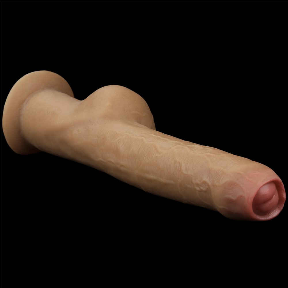 Dildo Realist Dual Layered Handle Cock, Silicon Platinum, Natural, 27.8 cm