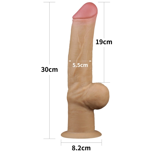 Dildo Realist Dual Layered Handle Cock, Silicon Platinum, Natural, 30 cm