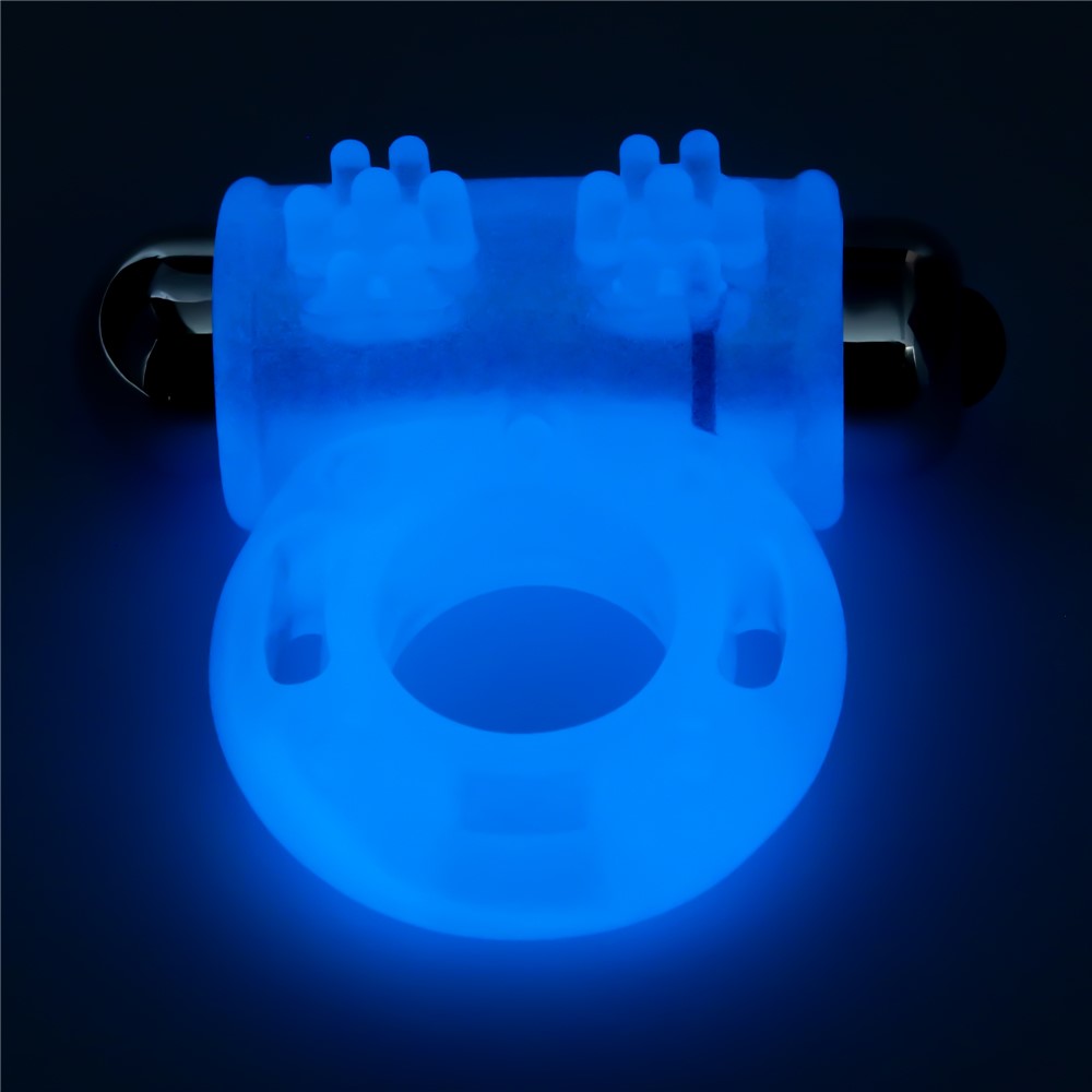 Inel Penis cu Vibratii Lumino Play, TPE, Albastru
