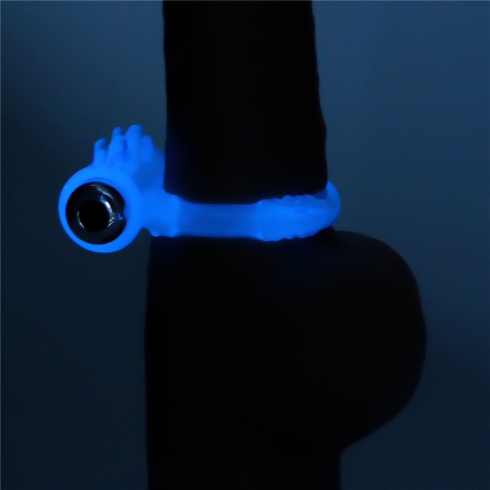 Inel Penis cu Vibratii Lumino Play, TPE, Albastru