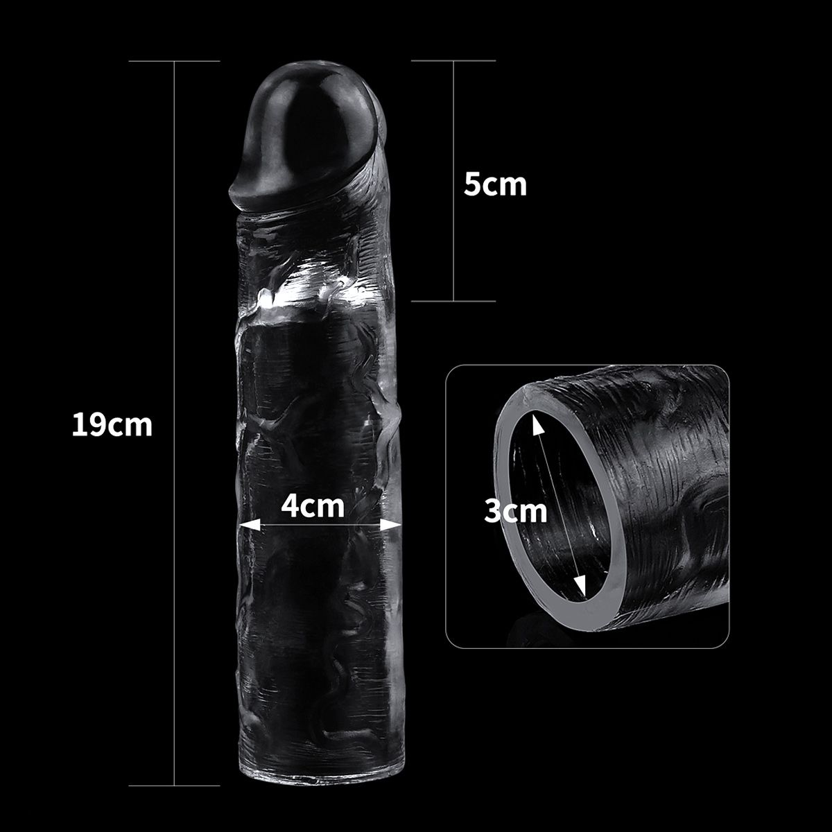 Prelungitor Penis Flawless Clear TPE +5 cm