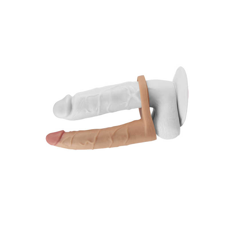 Strap On Inel cu Vibratii The Ultra Soft Double Natural 18 cm