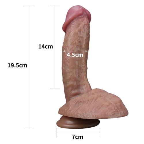 Dildo Realist Nature Cock Silicon Dubla Densitate, Maro, 19.5 cm