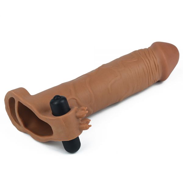 Prelungitor Realist Penis Pleasure X-Tender Vibrating Penis Sleeve Brown #3