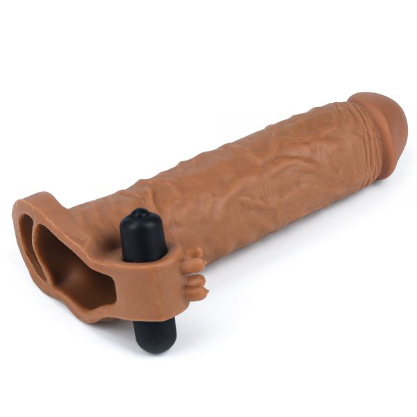 Prelungitor Realist Penis cu Vibratii Pleasure X-Tender Brown #2