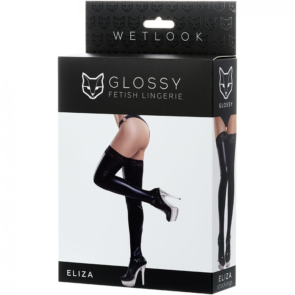 Ciorapi Shiny Glossy Wetlook cu Dantela ELIZA S