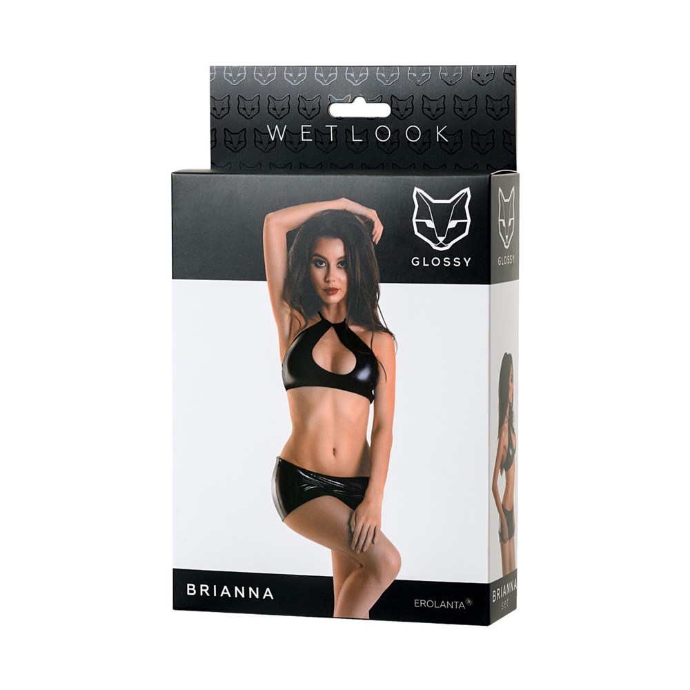 Set Lenjerie Brianna 3 Piese Wetlook Negru M