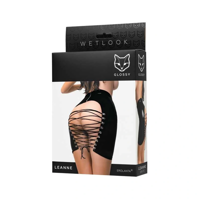 Fusta Leanne Wetlook, Negru, L