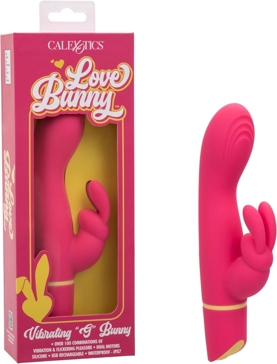 Vibrator Love Bunny Vibrating G, 12 Moduri Vibratii, Silicon, USB, Roz, 19 cm
