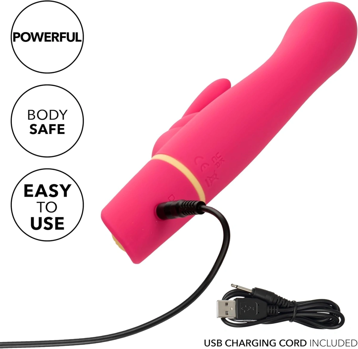 Vibrator Love Bunny Vibrating G, 12 Moduri Vibratii, Silicon, USB, Roz, 19 cm