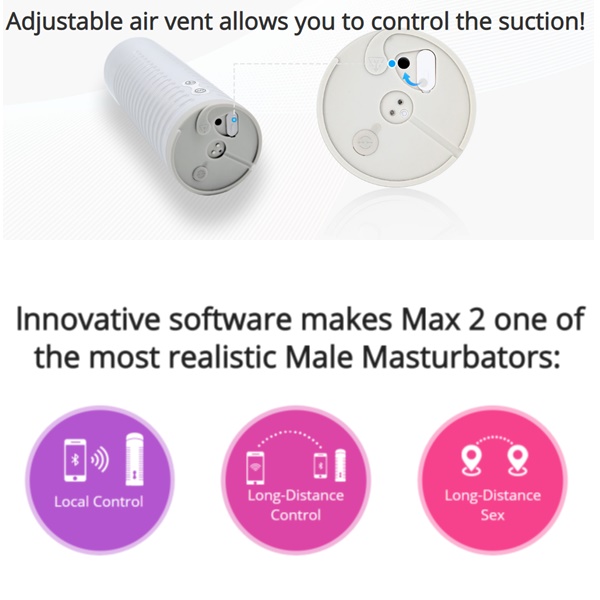 Masturbator Lovense Max 2, Bluetooth Control, Free App, Alb