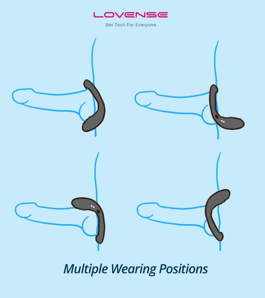Inel de Penis Lovense Diamo, Bluetooth Control, Free App, Silicon, Negru