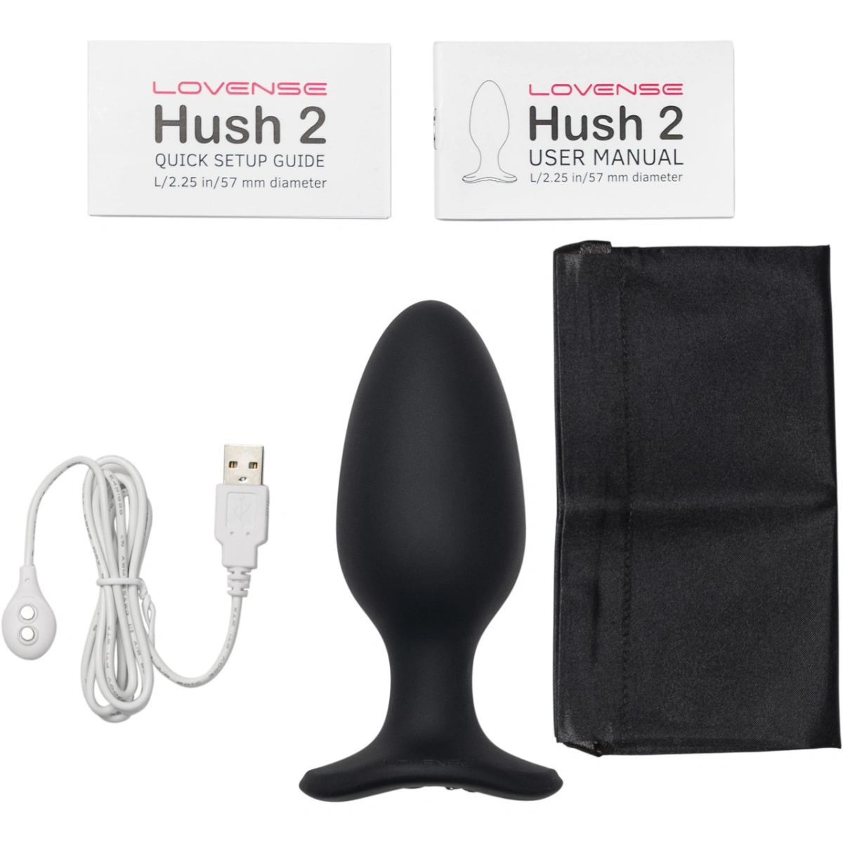 Dop Anal cu Vibratii Lovense Hush 2, Bluetooth Control, L - 5.7 cm