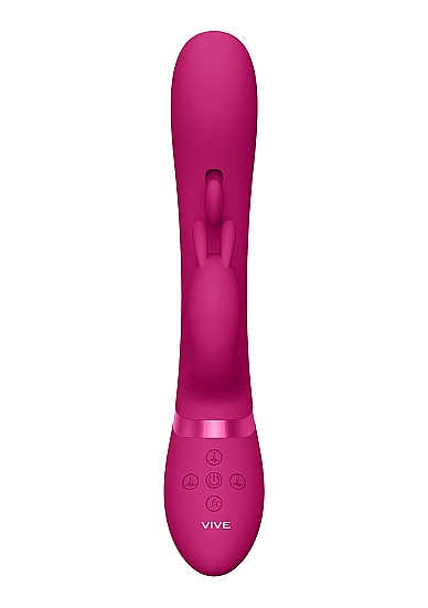 Vibrator Tama Tripe-Action, Wave&Vibrating G-Spot, Silicon, USB, Roz, 23.2 cm