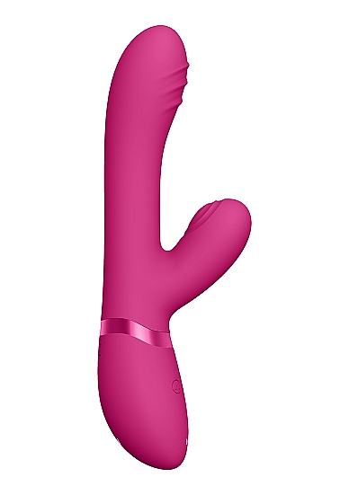 Vibrator Tani Triple Action Vibrating, Finger Motion, Pulse Wave, Silicon Roz 21.5 cm