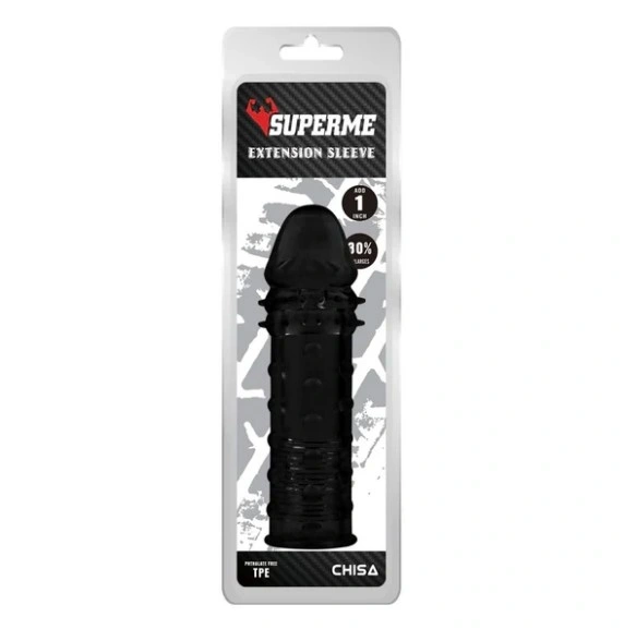 Prelungitor Penis Extra Texturat +2,5 cm, TPE, Negru