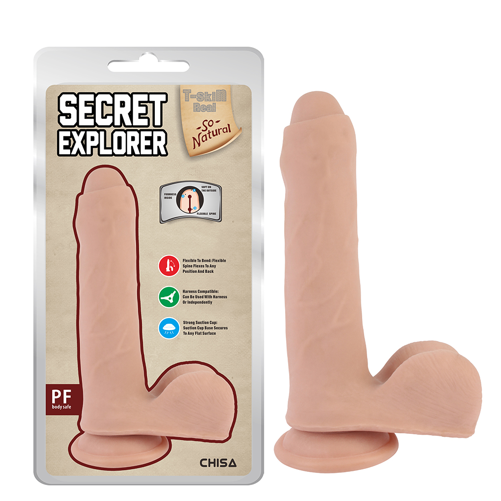 Dildo Realist Bendable Secret Explorer, TPE, Natural, 20 cm