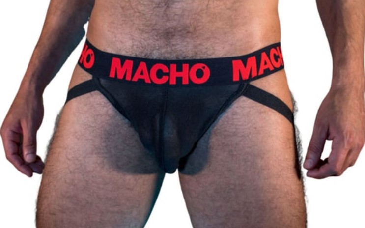 Bikini Suspensor Jock Macho, Negru/Rosu, L