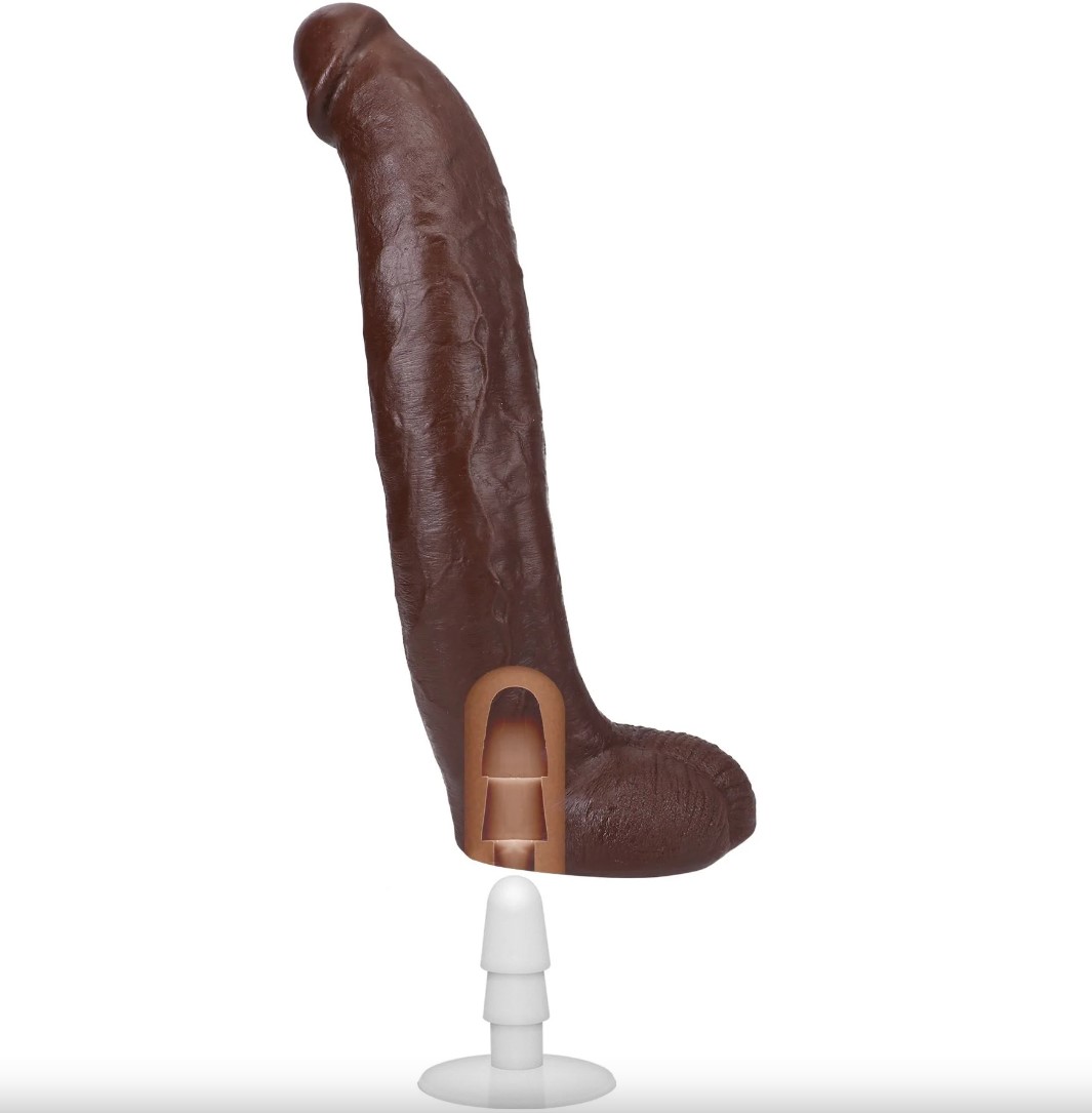 Dildo Realist Brickzilla, Ultraskyn, Dual Density, Vac-U-Lock, Ciocolatiu, 33 cm