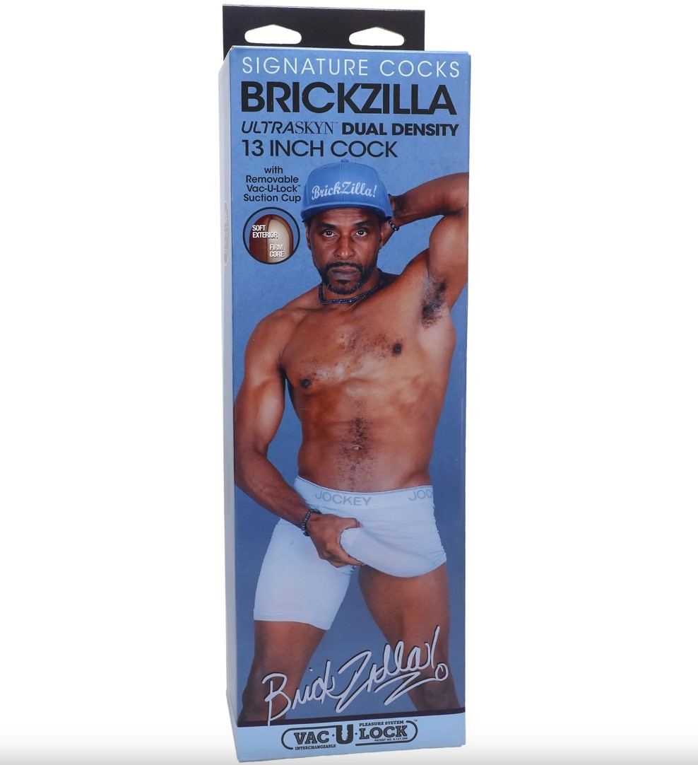 Dildo Realist Brickzilla, Ultraskyn, Dual Density, Vac-U-Lock, Ciocolatiu, 33 cm
