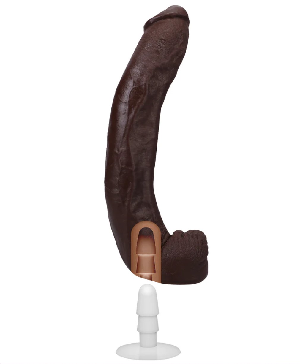 Dildo Realist Dredd, Ultraskyn, Dual Density, Vac-U-Lock, Ciocolatiu, 34.3 cm