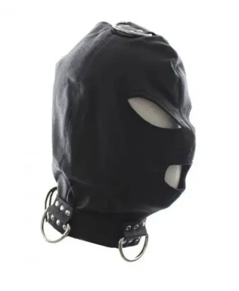 Masca Bondage cu Decupaje Ochi, Gura si Snur la Spate, Negru