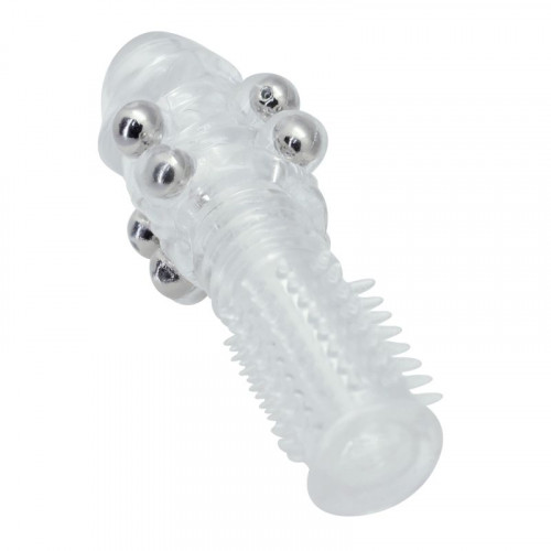 Prelungitor Penis Timeless Super Stretch Transparent cu Perle Stimulatoare