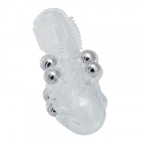 Prelungitor Penis Timeless Super Stretch Transparent cu Perle Stimulatoare