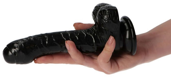 Dildo uncut Italian Cock negru 18 cm