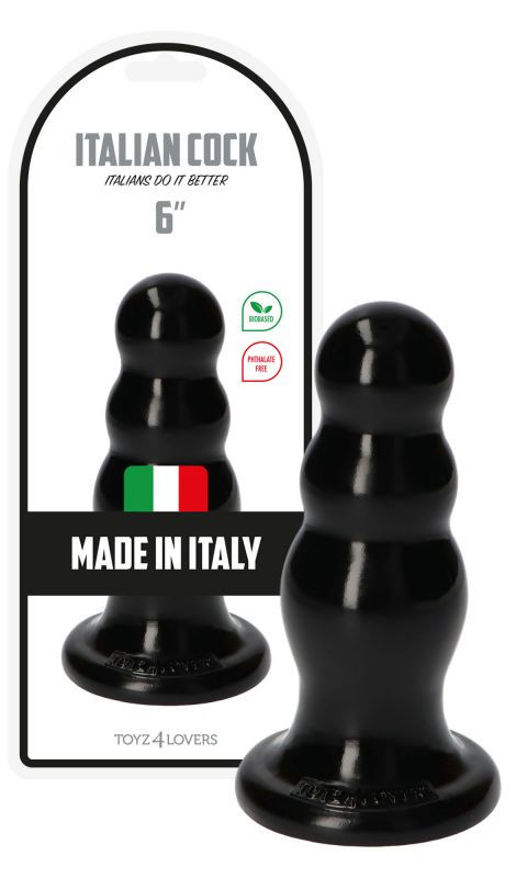 Dop Anal Italian Cock PVC Negru 16.5 cm