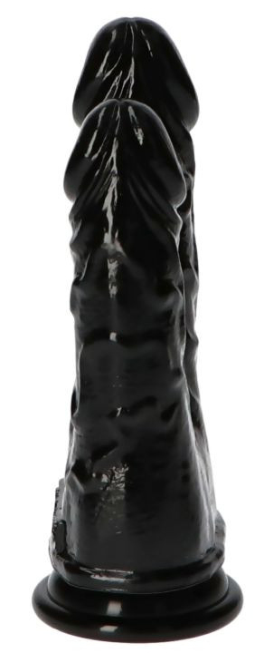 Dildo dublu Italian Cock negru 18 cm