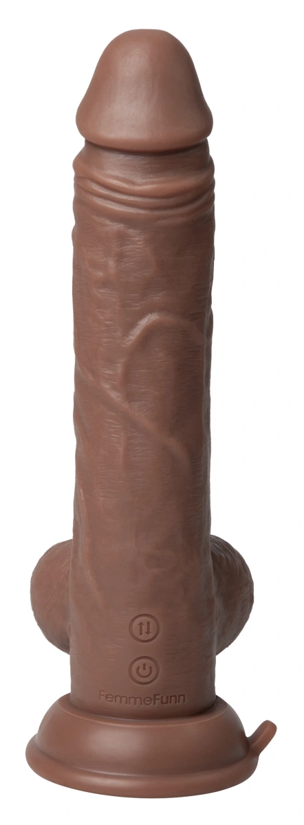 Vibrator Realist Thruster Baller FemmeFunn, Remote Control, 10 Moduri Vibratii, 3 Viteze Impingere, Silicon Lichid, USB, Maro, 22.3 cm
