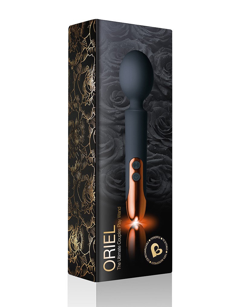Vibrator Wand Oriel 10 Moduri Vibratii Silicon USB Negru 21.2 cm