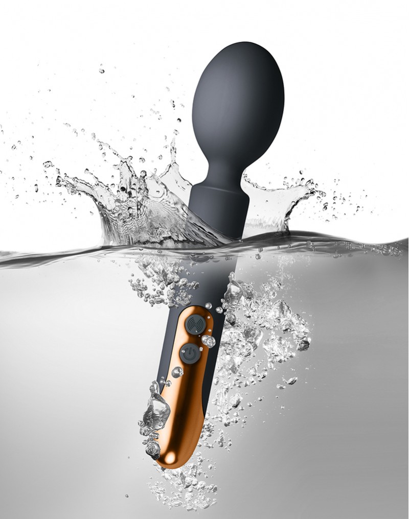 Vibrator Wand Oriel 10 Moduri Vibratii Silicon USB Negru 21.2 cm
