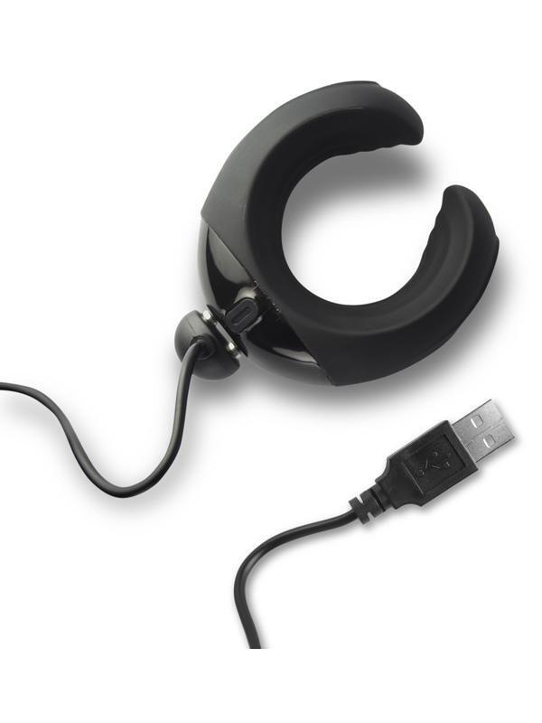 Masturbator C-Shape Echo, 10 Moduri Vibratii, Silicon, Negru