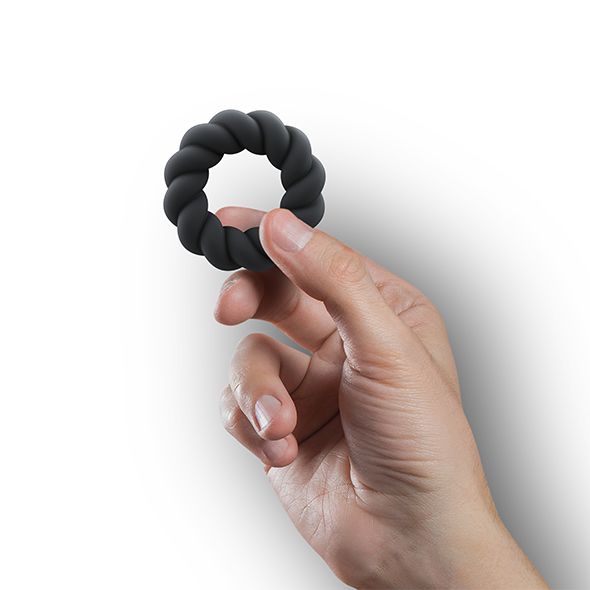 Inel de Penis Twist, Silicon Lichid, Negru