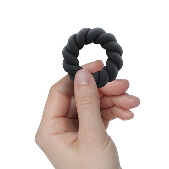 Inel de Penis Twist, Silicon Lichid, Negru