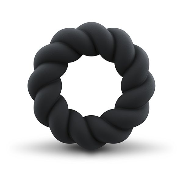 Inel de Penis Twist, Silicon Lichid, Negru