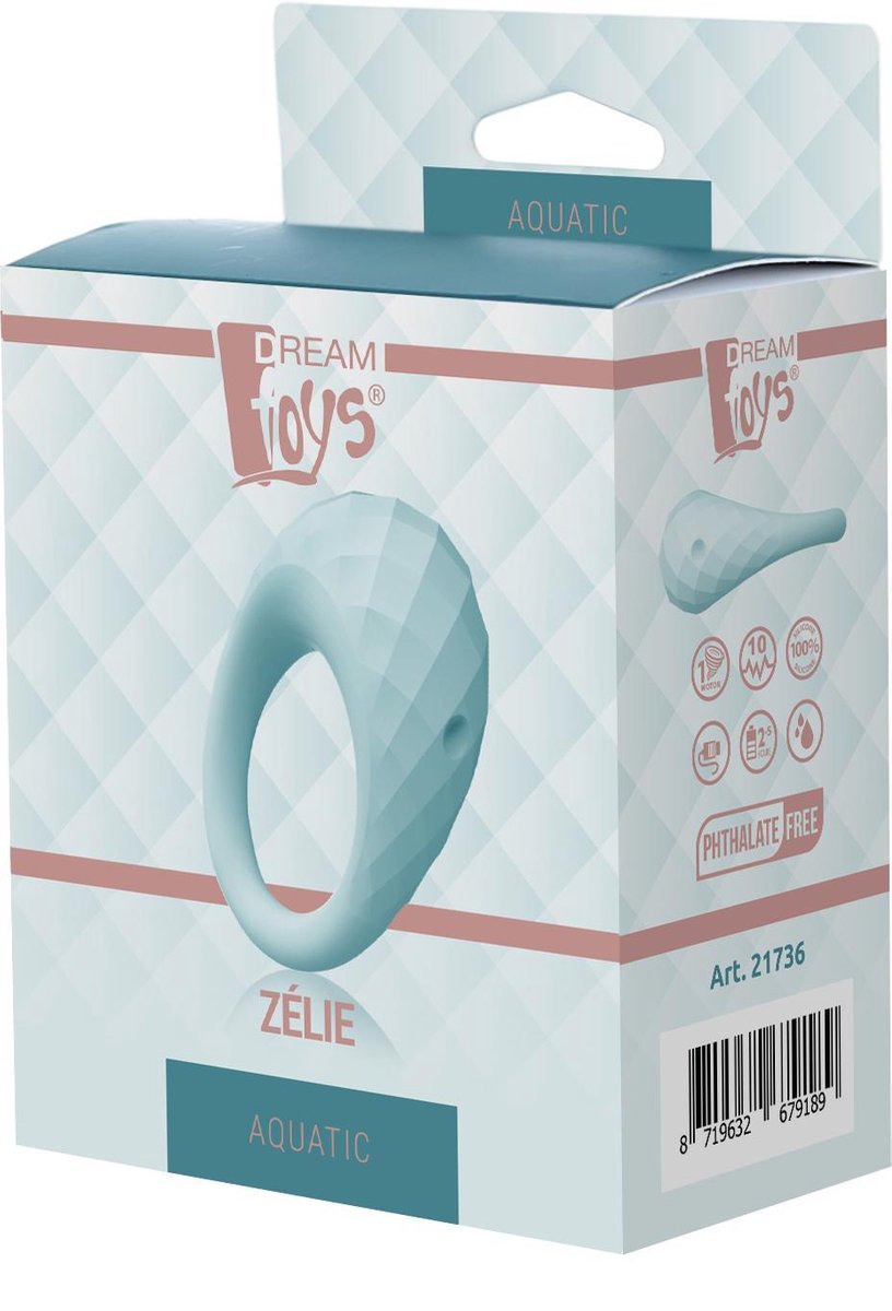 Inel de Penis Zelie Aquatic 10 Vibratii Silicon USB