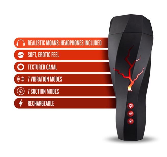 Masturbator Storm, 7 Moduri Vibratii,7 Moduri Suctiune, TPE, USB, 28.5 cm