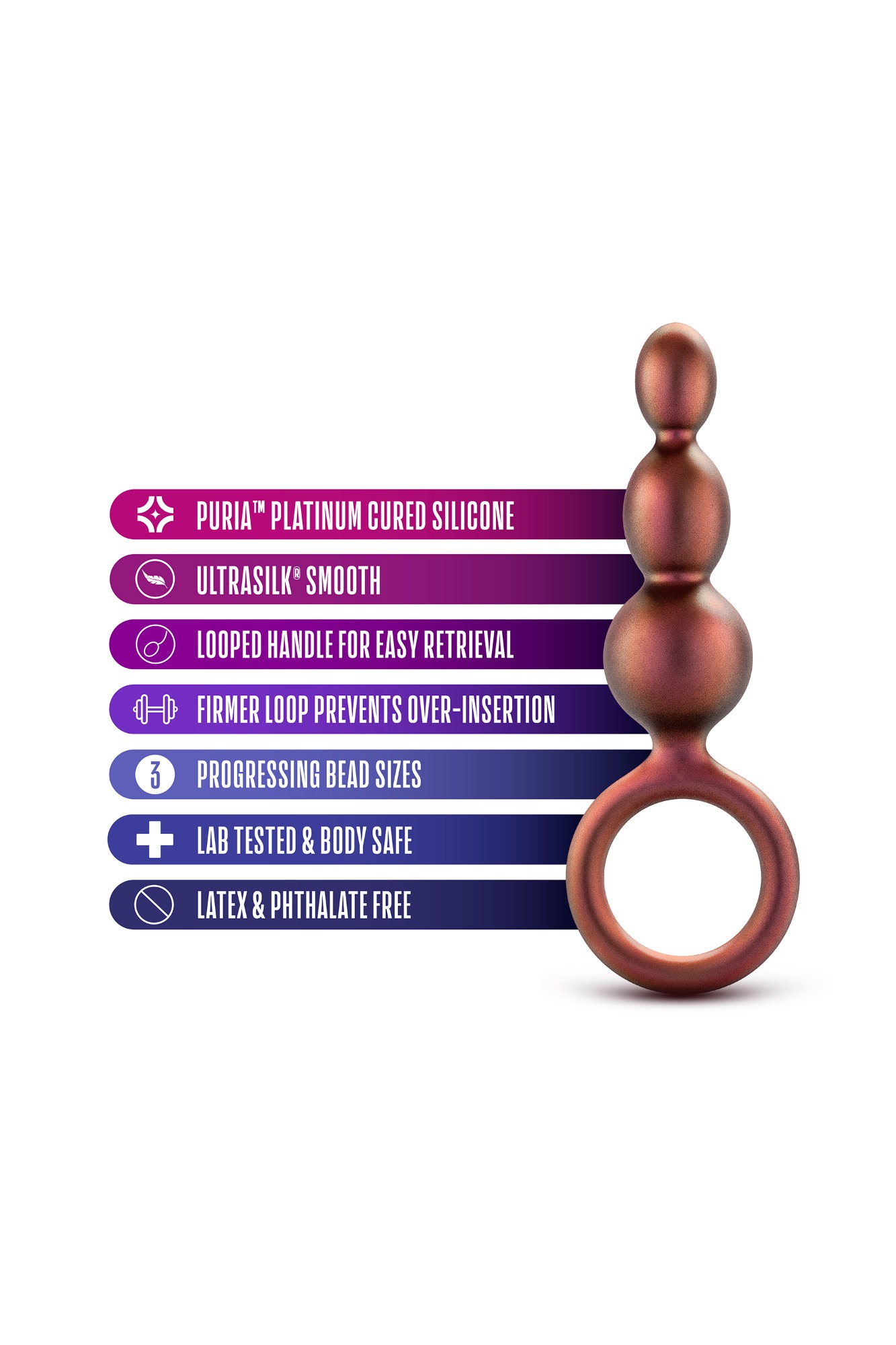 Dop Anal Adventures Matrix Beaded cu Inel, Silicon, Bronz, 13.9 cm