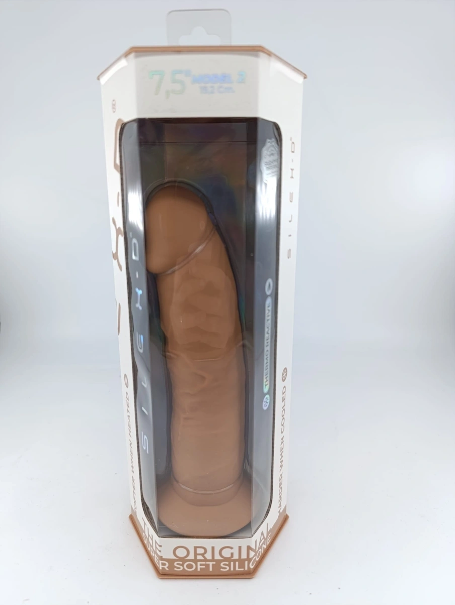 Dildo Thermo Reactive Silicon Memory Dubla Densitate 19 cm Caramel