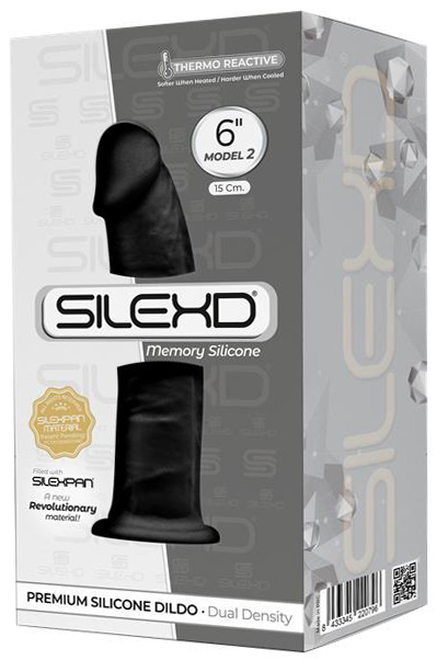 Dildo Thermo Reactive Silicon Dubla Densitate Negru 15 cm